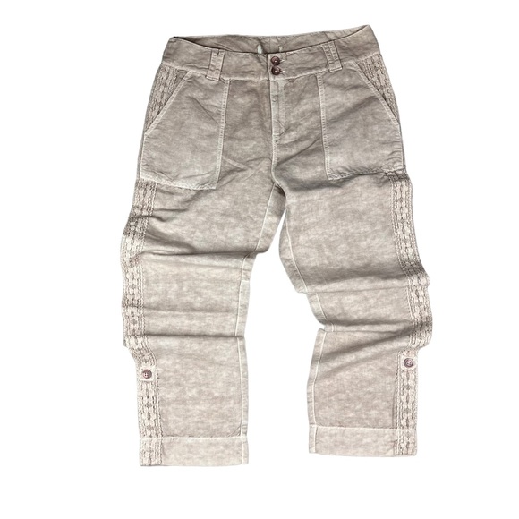 Sundance Organia lace khaki linen blend women’s pants SZ 10 - Picture 3 of 9